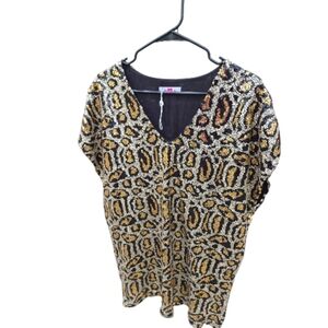 Buddy Love Leopard Print Top - Black, Gold, Cream